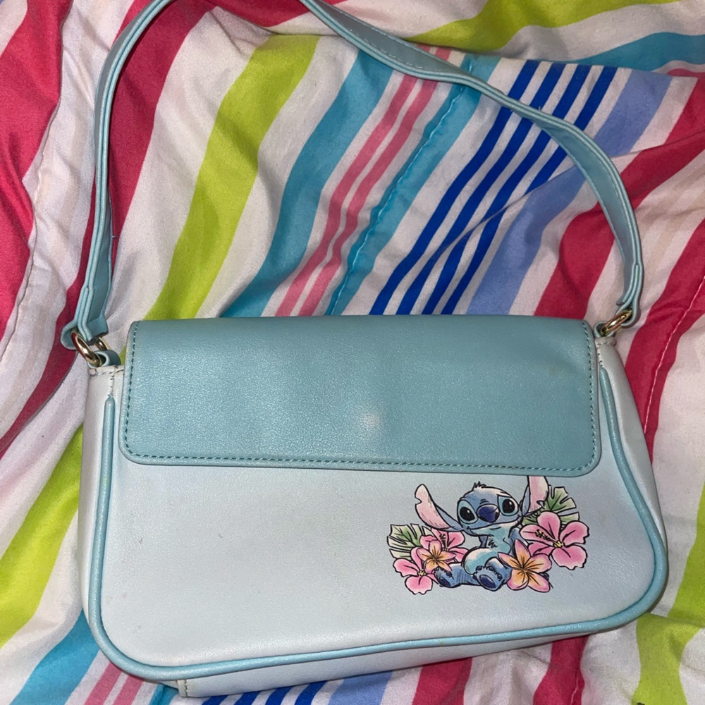 Hot Topic Light Blue Stitch Floral Shoulder Bag